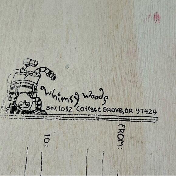 HAND PAINTED VINTAGE WOODEN  
CHRISTMAS CAT IN STOCKING HAT USA MADE - Picture 6 of 9